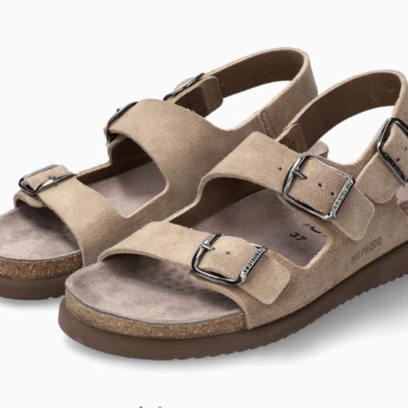 Mephisto Shoes - Mephisto Hetty women's sandals in warm grey suede